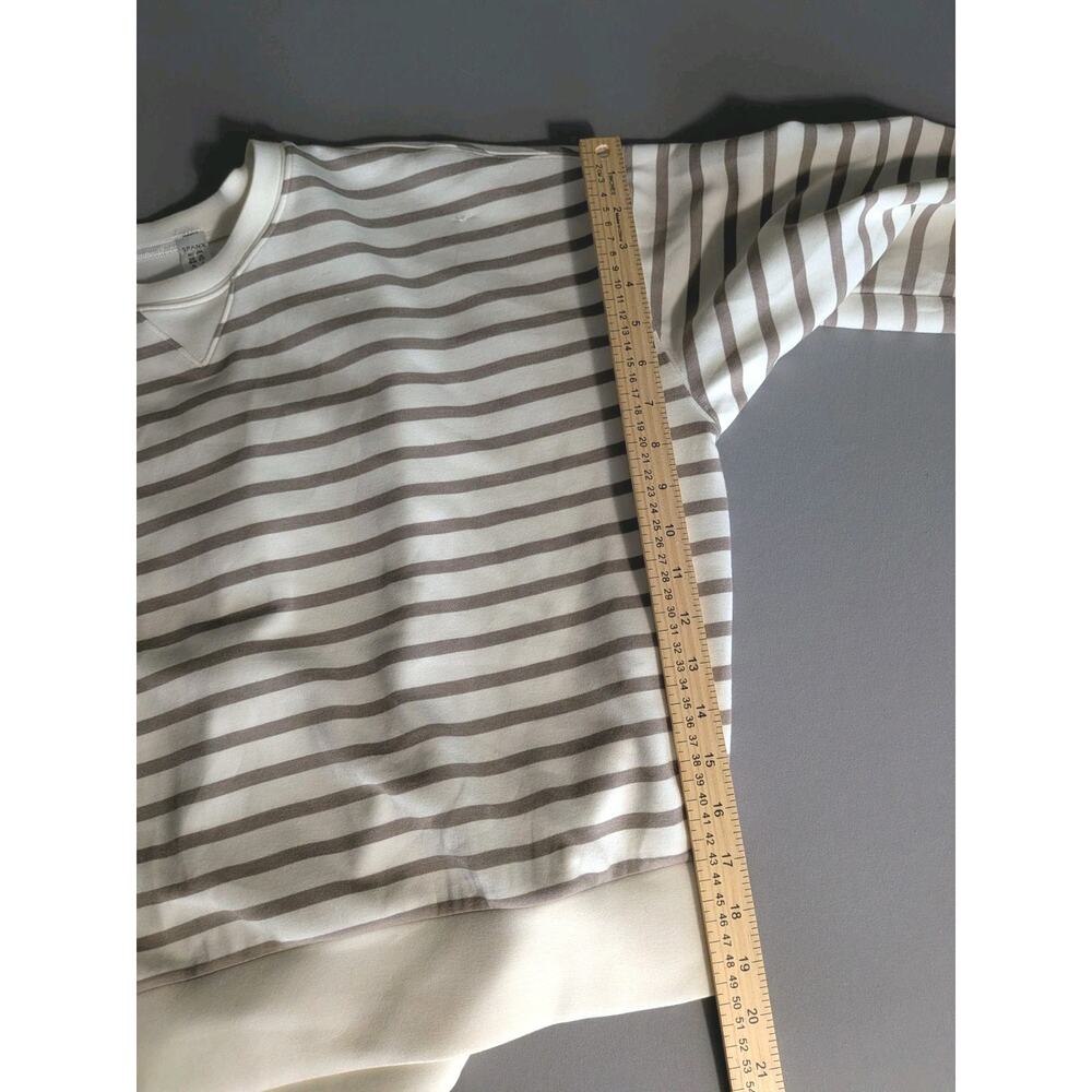 SPANX AirEssentials Striped Sweatshirt Pullover Cream Taupe Modal Size M - Picture 5 of 7